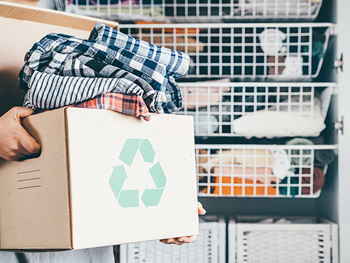 New Year's resolution to declutter and recycle clothes. >